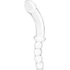  Стеклянный двусторонний фаллоимитатор 12,5’’ Girthy Double Sided Dong With Anal Bead Grip Handle 32 см 