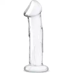  Прозрачный стеклянный фаллоимитатор 6’’ Glass Dildo With Veins Flat Base 15,2 см 
