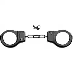  Чёрные металлические наручники SHOTS TOYS Black 