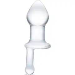  Прозрачный стеклянный анальный плаг с ручкой Glass Juicer 12,7 см 