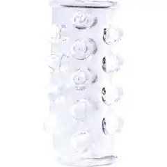  Прозрачная открытая насадка на пенис с шишечками BASICX TPR SLEEVE CLEAR 0.7INCH 