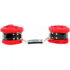  Оковы на ноги с красным мехом BDSM Light 