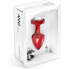  Красный анальный плаг Anni Magnet T1 Red Cristal/black с 2 заменяемыми кристаллами 6 см 