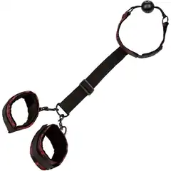  Кляп с наручниками Breathable Ball Gag With Cuffs 