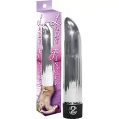  Серебристый вибратор Ladyfinger со скошенным кончиком 13 см 