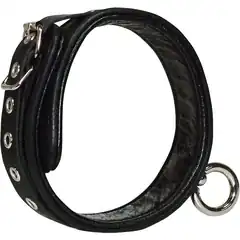  Кожаный черный ошейник с кольцом Leder Halsfessel 