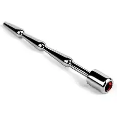  Серебристый зонд в уретру с красным кристаллом Rider jewel Plug with red jewel 11,6 см 
