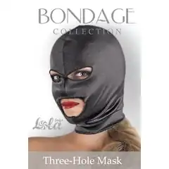  Чёрная маска-шлем Three-Hole Mask с вырезами для глаз и рта 