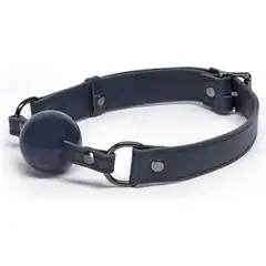  Тёмно-синий кляп-шар на кожаных ремешках No Bounds Collection Large Ball Gag 