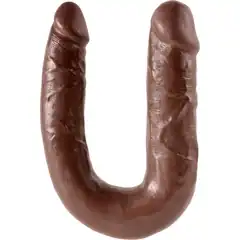  Коричневый U-образный фаллоимитатор U-Shaped Medium Double Trouble 34,6 см 