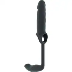  Серая насадка с анальным стимулятором Stretchy Penis Exten and Plug No.34 