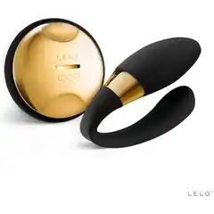  Чёрный вибратор для пар Tiani 24K Obsidian Black с декором из золота 