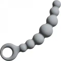  Серая упругая анальная цепочка Flexible Wand 18 см 