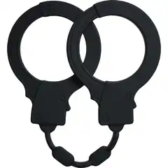 Чёрные силиконовые наручники Stretchy Cuffs Black 