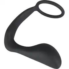  Чёрное эрекционное кольцо с анальной пробкой Black Velvets Ring Plug 
