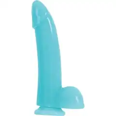  Голубой фаллоимитатор на присоске Firefly Smooth Glowing Dong 8 Blue 22,3 см 