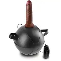  Мини-мяч с фаллической насадкой коричневого цвета и вибрацией Vibrating Mini Sex Ball with 7 Dildo 17,7 см 