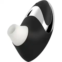  Чёрный бесконтактный стимулятор с хромированной вставкой Womanizer W500 Black Chrome 