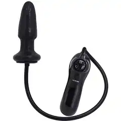  Чёрная анальная пробка с вибрацией и расширением Inflatable Plug 12 см 