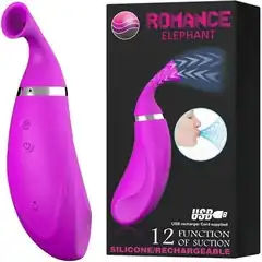  Лиловый клиторальный стимулятор Romance Elephant с функцией всасывания 