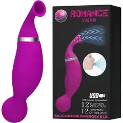 Двусторонний стимулятор Romance Swan с вибрацией и функцией всасывания 