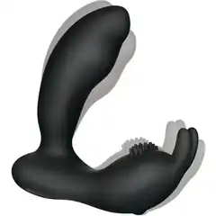  Чёрный массажёр простаты Prostate Rabbit с вибрацией и пультом ДУ 