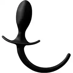  Чёрная анальная пробка с хвостом SHOVE UP 3.5INCH BUTTPLUG WITH TAIL 