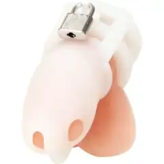  Белая клетка для пениса Silicone Small 2 in Cock Cage With Ball Divider 