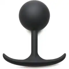  Черная анальная пробка с утяжелением Comfort Plugs Premium Silicone 4.7’’ Weighted Round Plug 12 см 