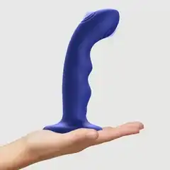  Синяя насадка-стимулятор Strap-On-Me Tapping Dildo Wave 