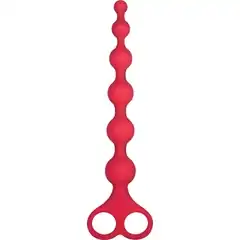  Красная анальная цепочка Ribbed Silicone Anal Beads 26 см 
