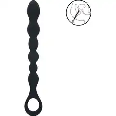  Черная силиконовая цепочка Beaded Snake Silicone Anal Probe with Loop 26 см 