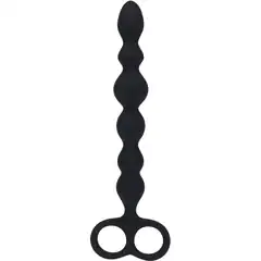  Черная анальная цепочка Beaded Silicone Anal Probe with Double Loop 24 см 