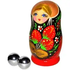  Серебристые вагинальные шарики из металла в упаковке-матрёшке 