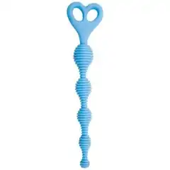  Голубая анальная цепочка с рёбрышками Climax Anal Silicone Stripes 20,3 см 