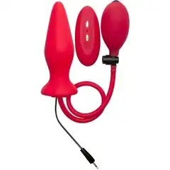  Красный анальный стимулятор с функцией расширения и вибрацией Inflatable Vibrating Silicone Plug 12,2 см 