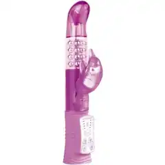  Фиолетовый перезаряжаемый вибратор Rechargeable Dolphin с дельфинчиком 22 см 