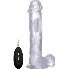  Прозрачный вибратор-реалистик Vibrating Realistic Cock 11 With Scrotum 29,5 см 