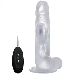  Прозрачный вибратор-реалистик Vibrating Realistic Cock 8 With Scrotum 20 см 