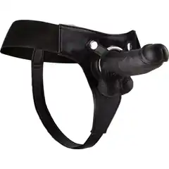  Чёрный страпон Realistic 8 Inch Strap-On 20 см 