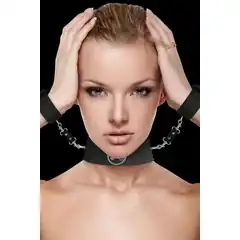  Чёрный ошейник с наручниками Collar with Cuffs 