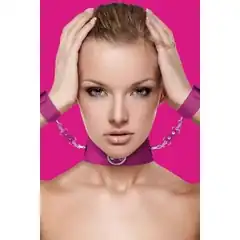  Розовый ошейник с наручниками Collar with Cuffs 