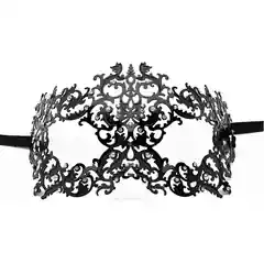  Чёрная металлическая маска Forrest Queen Masquerade 