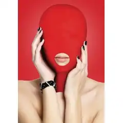  Красная маска на голову с прорезью для рта Submission Mask 