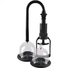  Вакуумная помпа и 2 чаши для сосков Deluxe Vibrating Nipple Pleasure Cups с вибрацией 