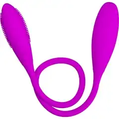  Двусторонний перезаряжаемый вибратор Snaky Vibe на гибком стержне 60 см 
