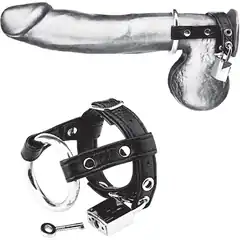 Утяжка на пенис на замочке Duo Cock And Ball Lock 