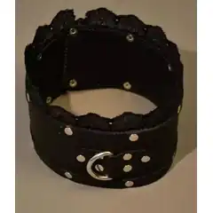  Чёрный ошейник на замке с кружевом 