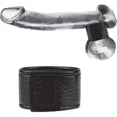  Чёрная утяжка на мошонку 1 Velcro Ball Stretcher 