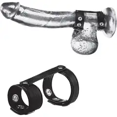  Утяжка на пенис с клёпками Duo Snap Cock And Ball Ring 